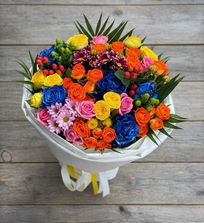 Букет цветов из: Розы и Хризантемы в Сельцо Ленинградская область