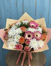 Букет цветов из:  Розы, Герберы и Хризантемы #REPLACE_PRED# Сельцо Ленинградская область