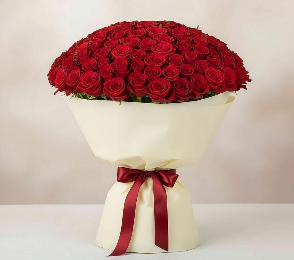 Букет 101 Красная роза Милано в Сельцо Ленинградская область