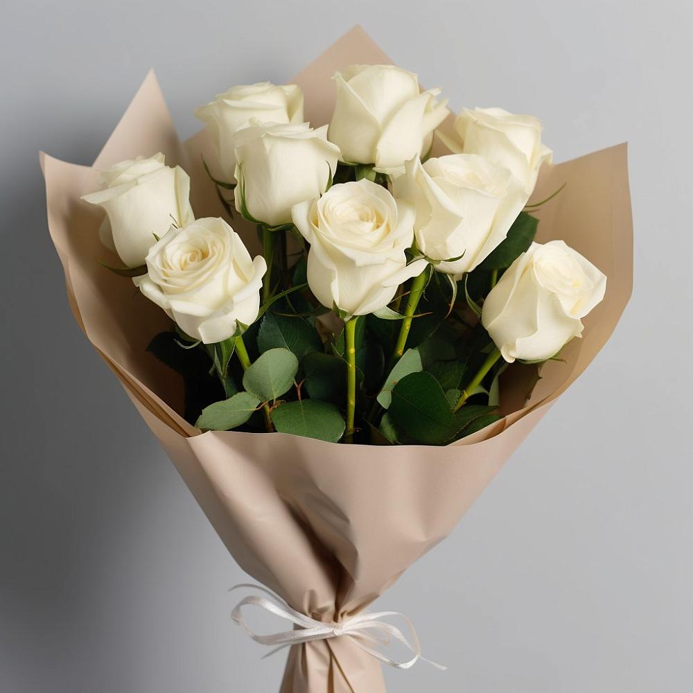 Букет 9 Белых роз Эдлесс Лав в Сельцо Ленинградская область
