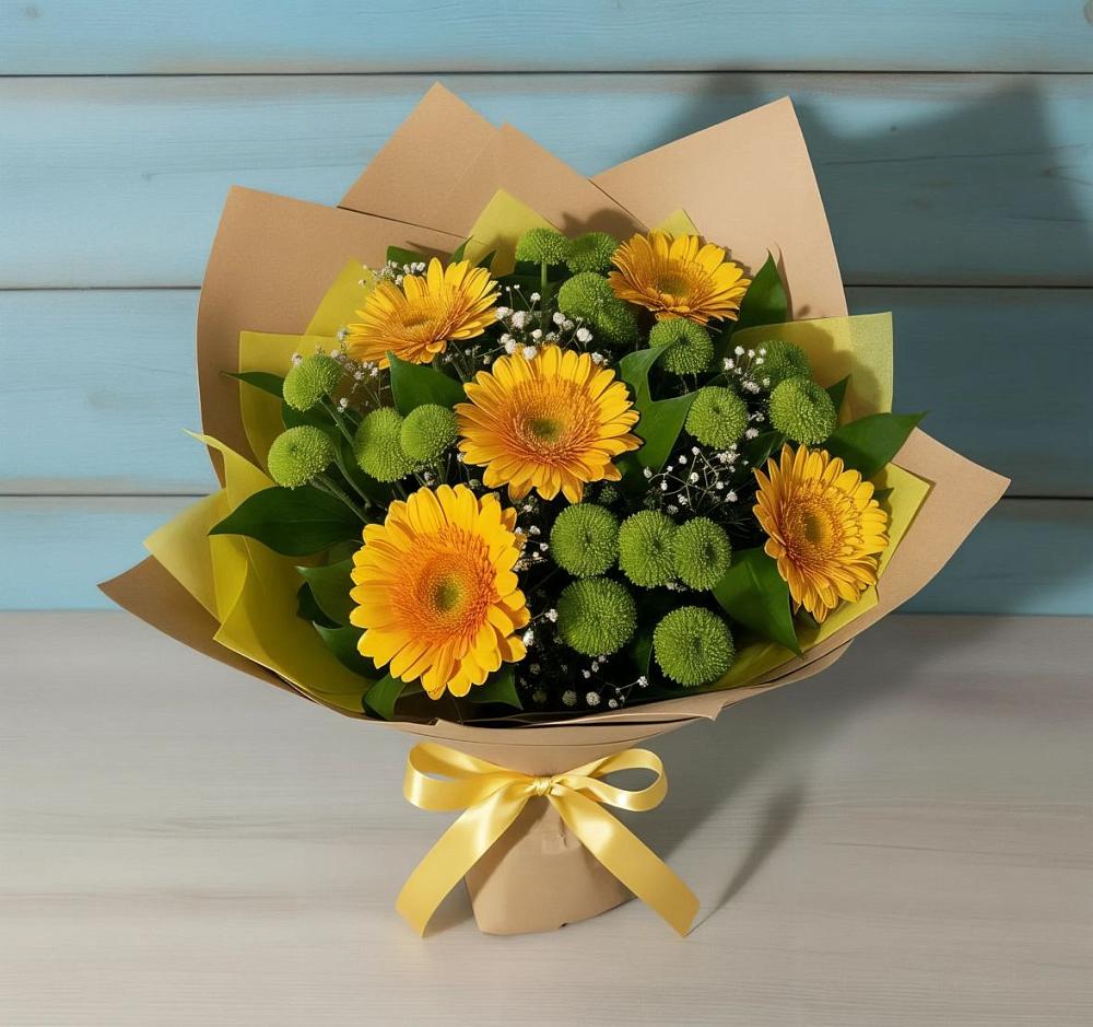 Букет цветов из: Герберы и Хризантемы в Сельцо Ленинградская область