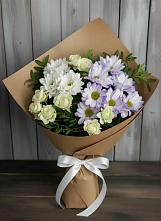 Букет цветов из:  Хризантемы и Розы в Сельцо Ленинградская область
