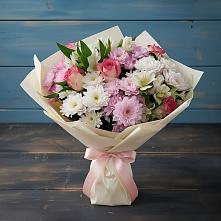 Букет цветов из:  Хризантемы, Альстромерии и Розы в Сельцо Ленинградская область