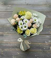 Букет цветов из:  Альстромерии, Розы и Хризантемы в Сельцо Ленинградская область