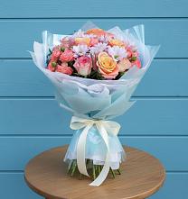 Букет цветов из:  Хризантемы и Розы в Сельцо Ленинградская область