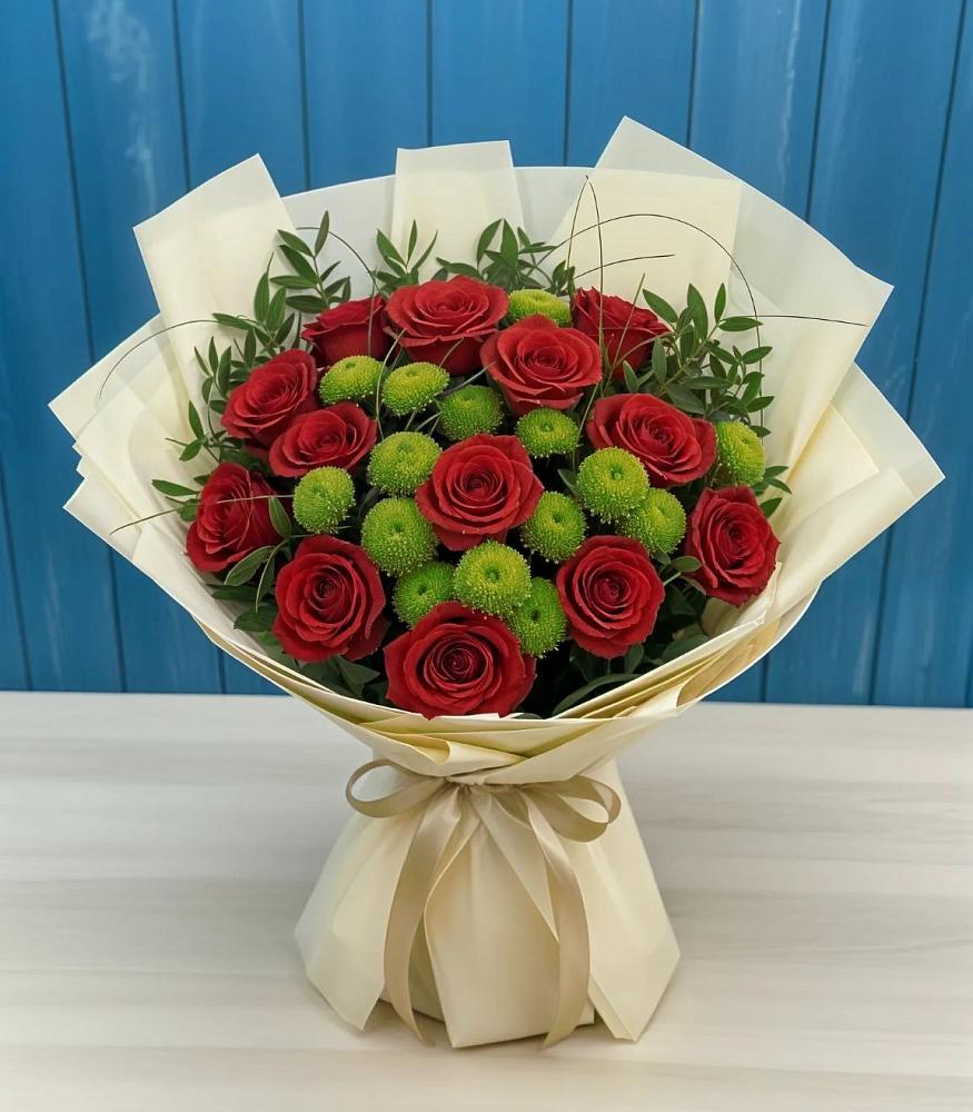 Букет цветов из: Розы и Хризантемы в Сельцо Ленинградская область