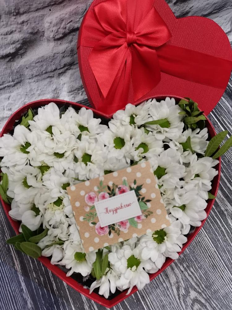 Цветочная композиция из Хризантемы в виде сердца в Сельцо Ленинградская область